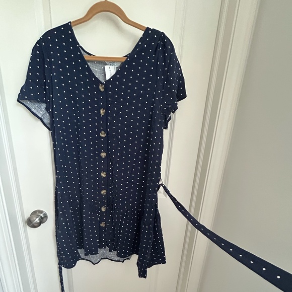 Market & Spruce NWT Petite Navy Button Front Dress - Picture 5 of 10